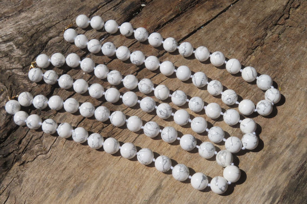 Polished Lightning Strike Magnesite - Howlite Ball Shaped Beaded Necklace - Sold Per Item - From Zimbabwe