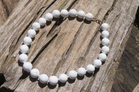 Polished Lightning Strike Magnesite - Howlite Ball Shaped Beaded Necklace - Sold Per Item - From Zimbabwe