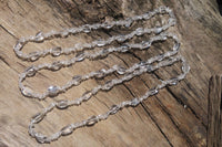 Polished Clear Quartz Rock Crystal Mixed Drilled and Tumble Chip Beaded Necklace - Sold Per Item - From Madagascar