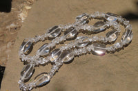 Polished Clear Quartz Rock Crystal Mixed Drilled and Tumble Chip Beaded Necklace - Sold Per Item - From Madagascar