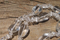 Polished Clear Quartz Rock Crystal Mixed Drilled and Tumble Chip Beaded Necklace - Sold Per Item - From Madagascar