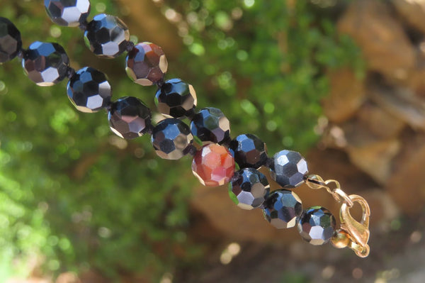 Polished Black Agate Faceted Beaded Necklace - Sold Per Item - From Brazil