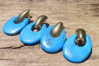 Polished Pair of Blue Turquenite Howlite Go Go Earrings - Sold Per Pair - From Zimbabwe