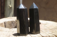 Polished Black Basalt Points x 12 From Madagascar