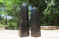 Polished Black Basalt Points x 12 From Madagascar