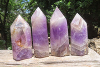 Polished Chevron Amethyst Points x 4 From Madagascar