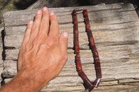 Polished Banded Tiger Iron Jasper Cylinder Shaped Bead Necklace - Sold Per Item - From South Africa