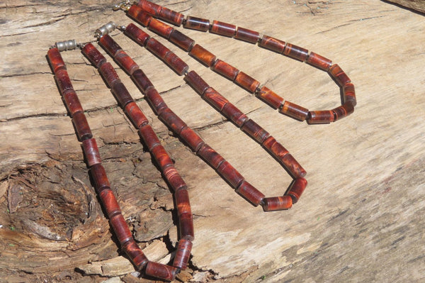 Polished Banded Tiger Iron Jasper Cylinder Shaped Bead Necklace - Sold Per Item - From South Africa