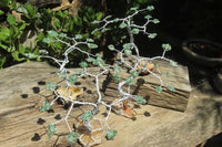 Hand Made Aventurine and Zambian Quartz Wire Wrap Gemstone Tree On Crystal Base - Sold Per Item -  From Zambia