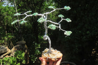 Hand Made Aventurine and Zambian Quartz Wire Wrap Gemstone Tree On Crystal Base - Sold Per Item -  From Zambia