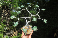 Hand Made Aventurine and Zambian Quartz Wire Wrap Gemstone Tree On Crystal Base - Sold Per Item -  From Zambia