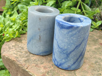 Polished Blue Marble Candle Holders x 2 From China