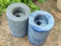 Polished Blue Marble Candle Holders x 2 From China