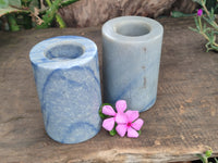 Polished Blue Marble Candle Holders x 2 From China