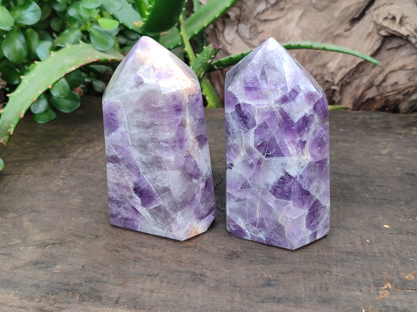 Polished Chevron Amethyst Points x 2 From Madagascar