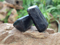 Natural Alluvial Schorl Black Tourmaline Crystals x 35 From Zimbabwe