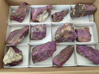 Natural Metallic Purpurite Cobbed Specimens x 12 From Erongo, Namibia