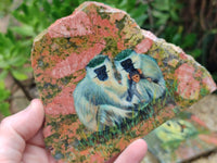 Hand Made Vervet Monkey Family Decoupage on Unakite Stone Slabs - sold per item - From Southern Africa