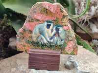 Hand Made Vervet Monkey Family Decoupage on Unakite Stone Slabs - sold per item - From Southern Africa