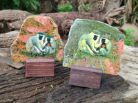 Hand Made Vervet Monkey Family Decoupage on Unakite Stone Slabs - sold per item - From Southern Africa