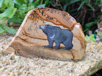 Hand Made Bear Decoupage on Picture Stone Jasper Stone Slabs - sold per item - From Namibia