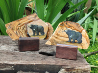 Hand Made Bear Decoupage on Picture Stone Jasper Stone Slabs - sold per item - From Namibia