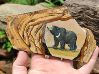 Hand Made Bear Decoupage on Picture Stone Jasper Stone Slabs - sold per item - From Namibia