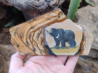 Hand Made Bear Decoupage on Picture Stone Jasper Stone Slabs - sold per item - From Namibia