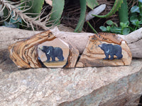 Hand Made Bear Decoupage on Picture Stone Jasper Stone Slabs - sold per item - From Namibia