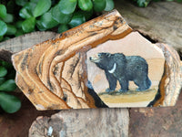 Hand Made Bear Decoupage on Picture Stone Jasper Stone Slabs - sold per item - From Namibia