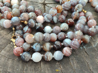 Polished Botswana Agate Ball Shaped Beaded Necklace - Sold Per Item- From Botswana