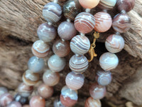 Polished Botswana Agate Ball Shaped Beaded Necklace - Sold Per Item- From Botswana