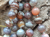 Polished Botswana Agate Ball Shaped Beaded Necklace - Sold Per Item- From Botswana