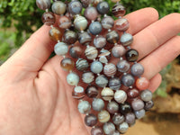 Polished Botswana Agate Ball Shaped Beaded Necklace - Sold Per Item- From Botswana