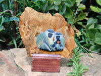 Hand Made Vervet Monkey Family Decoupage on Picture Stone Jasper Stone Slabs - sold per item - From Namibia