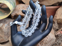 Polished Rock Crystal Stretch Buddha Bracelets - Sold Per Item - From Brazil