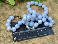 Polished Namibian Blue Lace Agate Ball Shaped Bead Necklace - Sold per Item- From Namibia