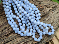 Polished Namibian Blue Lace Agate Ball Shaped Bead Necklace - sold per Pair - From Namibia