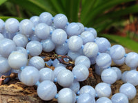 Polished Namibian Blue Lace Agate Ball Shaped Bead Necklace - Sold per Item- From Namibia