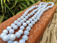 Polished Namibian Blue Lace Agate Ball Shaped Bead Necklace - Sold per Item- From Namibia