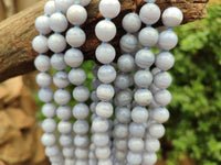 Polished Namibian Blue Lace Agate Ball Shaped Bead Necklace - Sold per Item- From Namibia