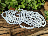 Polished Namibian Blue Lace Agate Ball Shaped Bead Necklace - Sold per Item- From Namibia