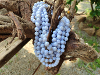 Polished Namibian Blue Lace Agate Ball Shaped Bead Necklace - sold per Pair - From Namibia