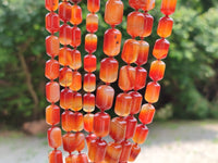 Polished Carnelian Agate Barrel Shaped Beaded Necklace - Sold per Item - From Madagascar