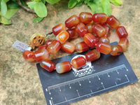 Polished Carnelian Agate Barrel Shaped Beaded Necklace - Sold per Item - From Madagascar