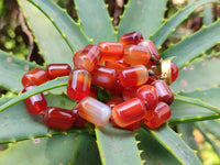 Polished Carnelian Agate Barrel Shaped Beaded Necklace - Sold per Item - From Madagascar