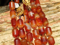 Polished Carnelian Agate Barrel Shaped Beaded Necklace - Sold per Item - From Madagascar