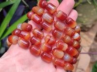 Polished Carnelian Agate Barrel Shaped Beaded Necklace - Sold per Item - From Madagascar