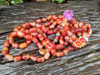 Polished Carnelian Agate Barrel Shaped Beaded Necklace - Sold per Item - From Madagascar