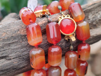 Polished Carnelian Agate Barrel Shaped Beaded Necklace - Sold per Item - From Madagascar